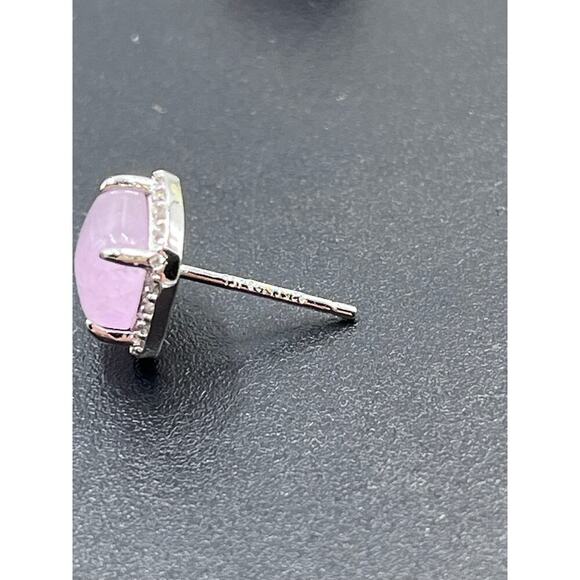 Sterling Silver Cushion Cut Prong Set Rose Quartz White Topaz Halo Stud Earrings - Picture 7 of 8